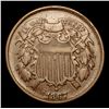 Image 2 : 1867 Two Cent Piece 2c Grades vf++