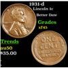 Image 1 : 1931-d Lincoln Cent 1c Grades xf+