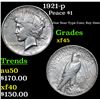 Image 1 : 1921-p Peace Dollar $1 Grades xf+