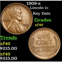 1909-s Lincoln Cent 1c Grades xf