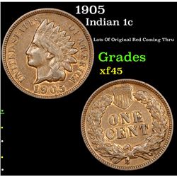 1905 Indian Cent 1c Grades xf+