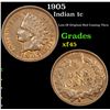 Image 1 : 1905 Indian Cent 1c Grades xf+