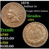 Image 1 : 1878 Indian Cent 1c Grades vf+