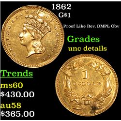 1862 G$1 $1 Grades Unc Details