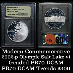 2002-p Olympic Salt Lake . . Proof Commem Dollar 1 Graded GEM++ Proof Deep Cameo By USCG