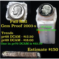 Proof 2003-s Roosevelt Dime 10c roll, 50 pieces (fc)