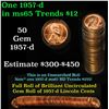 Image 1 : Full roll of 1957-d Lincoln Cents 1c Uncirculated Condition . .