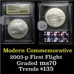 2003-p First Flight . . Modern Commem Dollar $1 Grades ms70, Perfection