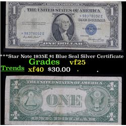 ***Star Note 1935E $1 Blue Seal Silver Certificate . . Grades vf+