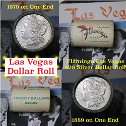 ***Auction Highlight*** Full Morgan/Peace Flamingo Hotel silver $1 roll $20, 1879 & 1889 ends . . (f