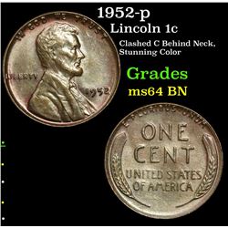 1952-p Lincoln Cent 1c Grades Choice Unc BN