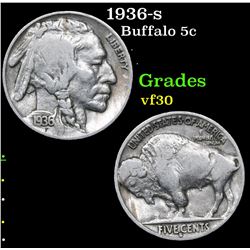 1936-s Buffalo Nickel 5c Grades vf++