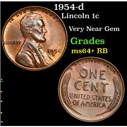 1954-d Lincoln Cent 1c Grades Choice+ Unc RB