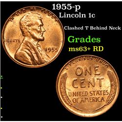 1955-p Lincoln Cent 1c Grades Select+ Unc RD