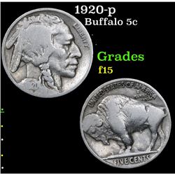 1920-p Buffalo Nickel 5c Grades f+