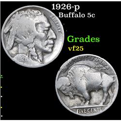 1926-p Buffalo Nickel 5c Grades vf+