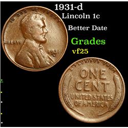 1931-d Lincoln Cent 1c Grades vf+