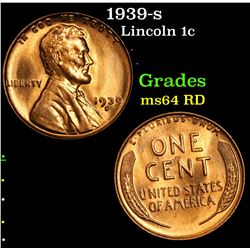 1939-s Lincoln Cent 1c Grades Choice Unc RD