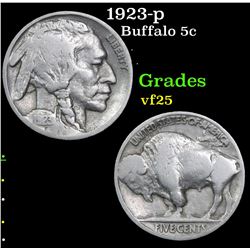 1923-p Buffalo Nickel 5c Grades vf+