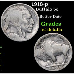 1918-p Buffalo Nickel 5c Grades vf details