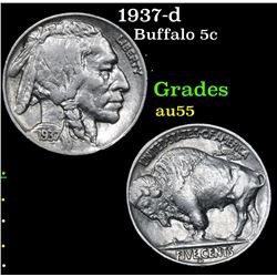 1937-d Buffalo Nickel 5c Grades Choice AU