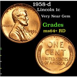 1958-d Lincoln Cent 1c Grades Choice+ Unc RD