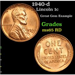 1940-d Lincoln Cent 1c Grades GEM Unc RD