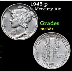 1945-p Mercury Dime 10c Grades Select+ Unc