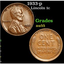 1933-p Lincoln Cent 1c Grades Choice AU