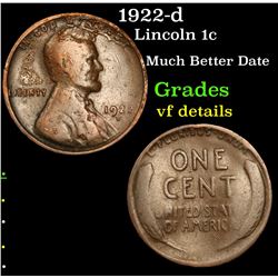 1922-d Lincoln Cent 1c Grades vf details