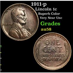 1911-p Lincoln Cent 1c Grades Choice AU/BU Slider