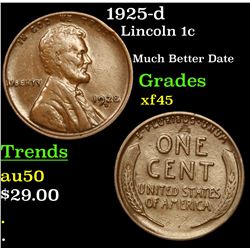 1925-d Lincoln Cent 1c Grades xf+