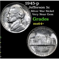 1945-p Jefferson Nickel 5c Grades Choice+ Unc