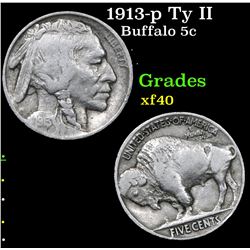 1913-p Ty II Buffalo Nickel 5c Grades xf