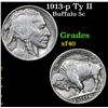 Image 1 : 1913-p Ty II Buffalo Nickel 5c Grades xf