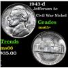 Image 1 : 1943-d Jefferson Nickel 5c Grades GEM+ Unc