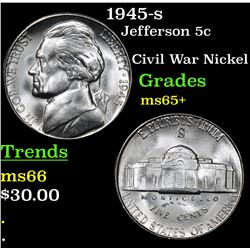 1945-s Jefferson Nickel 5c Grades GEM+ Unc