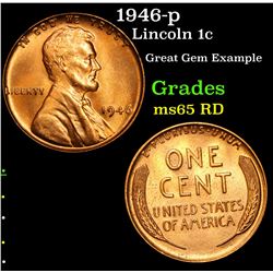 1946-p Lincoln Cent 1c Grades GEM Unc RD