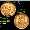 Image 1 : 1937-p Lincoln Cent 1c Grades Gem+ Unc RD