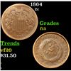 Image 1 : 1864 Two Cent Piece 2c Grades f+