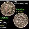 Image 1 : 1833 Coronet Head Large Cent 1c Grades f details
