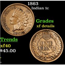 1863 Indian Cent 1c Grades xf details