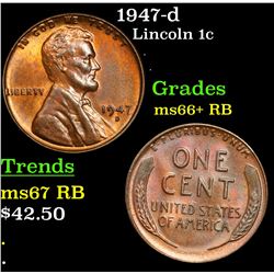 1947-d Lincoln Cent 1c Grades GEM++ RB
