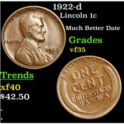 1922-d Lincoln Cent 1c Grades vf++