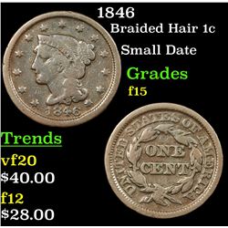 1846 Braided Hair Large Cent 1c Grades f+