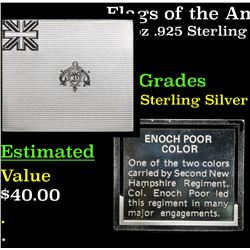 Flags of the American Revolution Enoch Poor Color .6oz .925 Sterling Silver Bar Grades