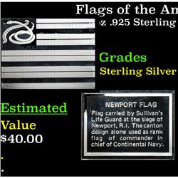 Flags of the American Revolution Newport Flag .8oz .925 Sterling Silver Bar Grades