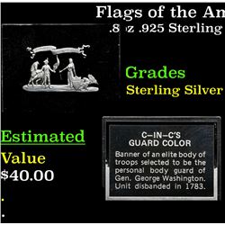 Flags of the American C-In-C Gurd Color .8oz .925 Sterling Silver Bar Grades