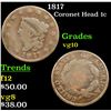 Image 1 : 1817 Coronet Head Large Cent 1c Grades vg+
