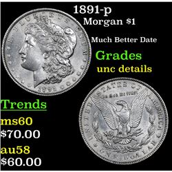 1891-p Morgan Dollar $1 Grades Unc Details